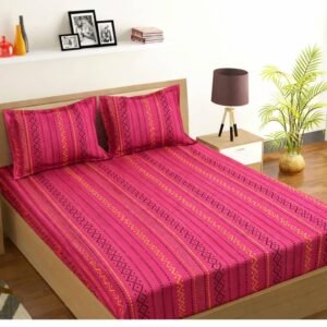 Beautiful pink handloom bedsheet