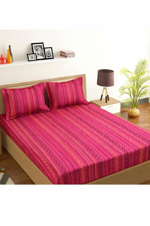 Beautiful pink handloom bedsheet